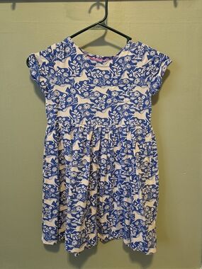 Mini Boden Blue and White Unicorn Pattern Dress